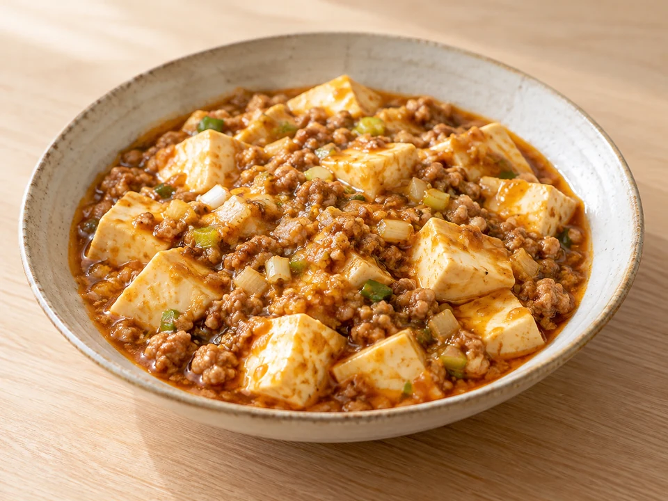フライパンで作るやさしい麻婆豆腐の完成イメージ