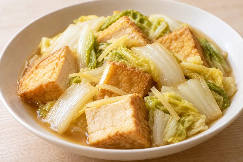 厚揚げと白菜のしょうが煮の完成イメージ