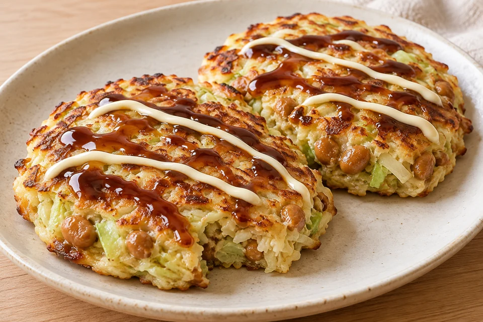 納豆とキャベツのミニお好み焼きの完成イメージ
