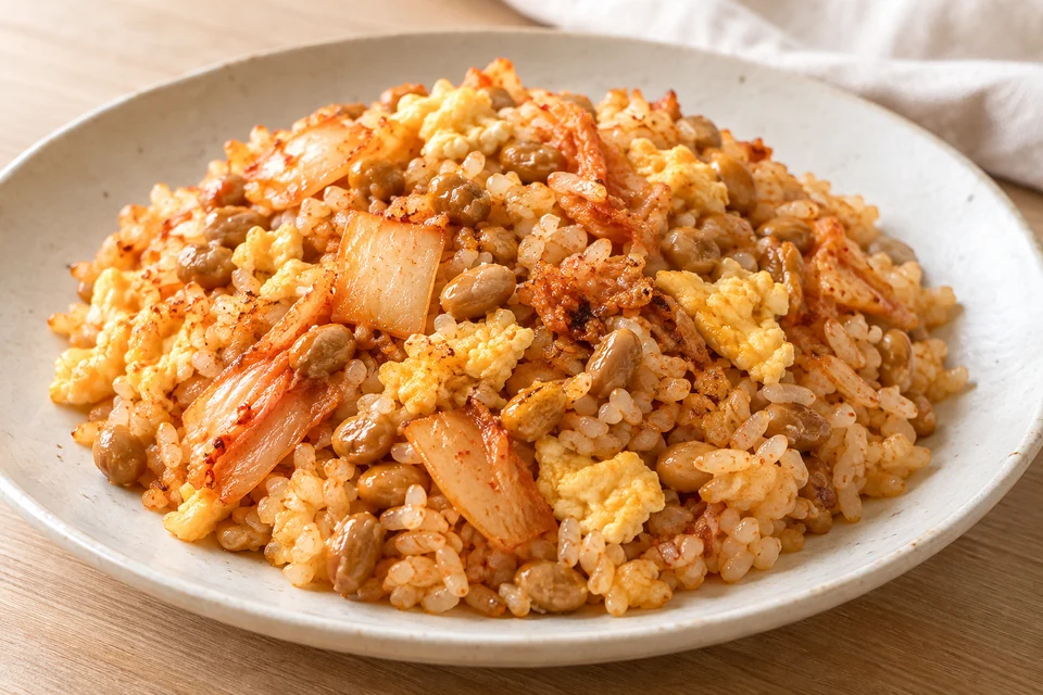 納豆とキムチのチャーハンの完成イメージ