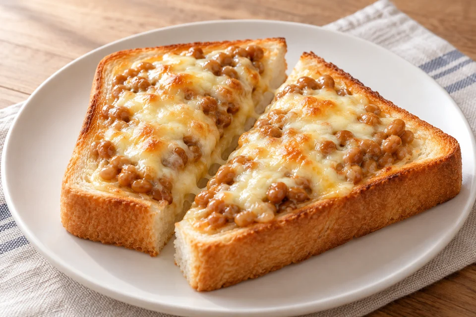 納豆とチーズのトーストの完成イメージ